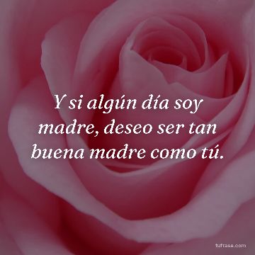 Y si algún día soy madre, deseo ser tan buena madre como tú.