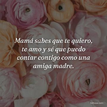 Mamá sabes que te quiero, te amo y sé que puedo contar contigo como una amiga madre.