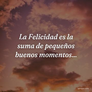 La Felicidad es la suma de pequeños buenos momentos...