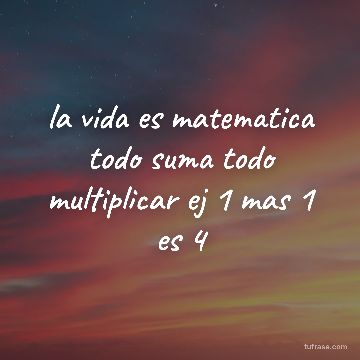 la vida es matematica todo suma todo multiplicar ej 1 mas 1 es 4