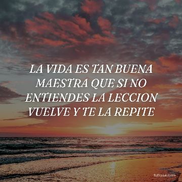 LA VIDA ES TAN BUENA MAESTRA QUE SI NO ENTIENDES LA LECCION VUELVE Y TE LA REPITE