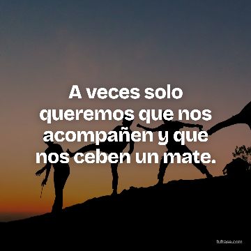 A veces solo queremos que nos acompañen y que nos ceben un mate.