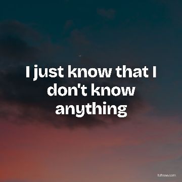 I just know that I don't know anything