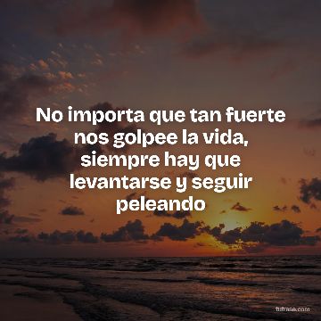 No importa que tan fuerte nos golpee la vida, siempre hay que levantarse y seguir peleando