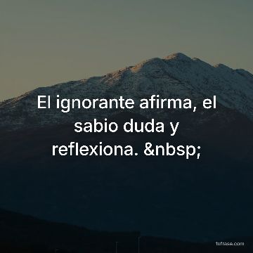 El ignorante afirma, el sabio duda y reflexiona. 