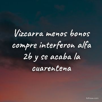 Vizcarra menos bonos compre interferon alfa 2b y se acaba la cuarentena