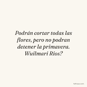Podrán cortar todas las flores, pero no podran detener la primavera. Wuilmari Rios?