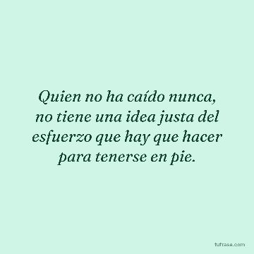 Quien no ha caído nunca, no tiene una idea justa del esfuerzo que hay que hacer para tenerse en pie.