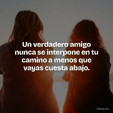 Un verdadero amigo nunca se interpone en tu camino a menos que vayas cuesta abajo.