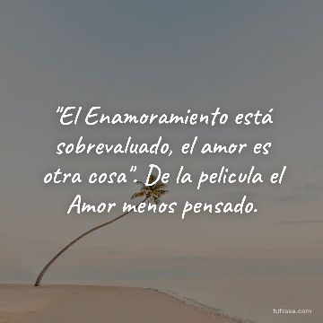 "El Enamoramiento está sobrevaluado, el amor es otra cosa". De la pelicula el Amor menos pensado.