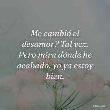 Me cambió el desamor? Tal vez. Pero mira dónde he acabado, yo ya estoy bien.