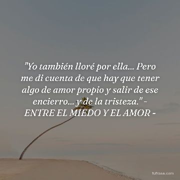 "Yo también lloré por ella... Pero me di cuenta de que hay que tener algo de amor propio y salir de ese encierro... y de la tristeza." - ENTRE EL MIEDO Y EL AMOR -