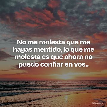 No me molesta que me hayas mentido, lo que me molesta es que ahora no puedo confiar en vos..