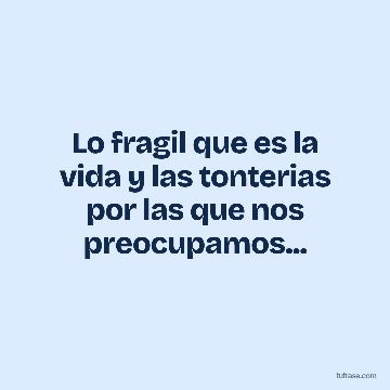Lo fragil que es la vida y las tonterias por las que nos preocupamos...