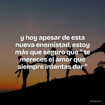 y hoy apesar de esta nueva enemistad, estoy más que seguro que “ te mereces el amor que siempre intentas dar “