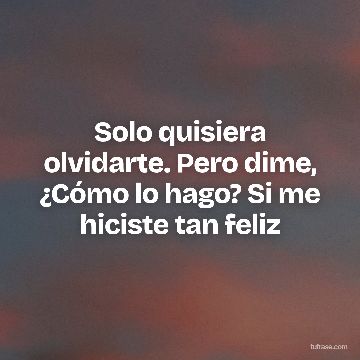 Solo quisiera olvidarte. Pero dime, ¿Cómo lo hago? Si me hiciste tan feliz