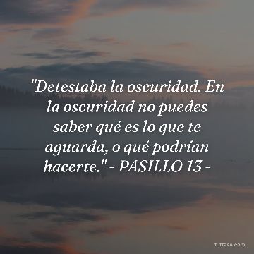 "Detestaba la oscuridad. En la oscuridad no puedes saber qué es lo que te aguarda, o qué podrían hacerte." - PASILLO 13 -