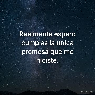 Realmente espero cumplas la única promesa que me hiciste.