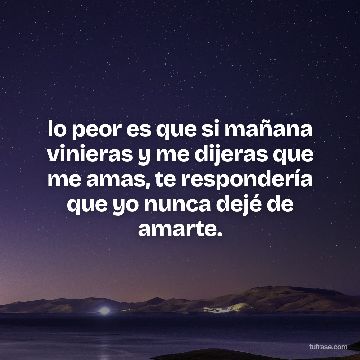 lo peor es que si mañana vinieras y me dijeras que me amas, te respondería que yo nunca dejé de amarte.