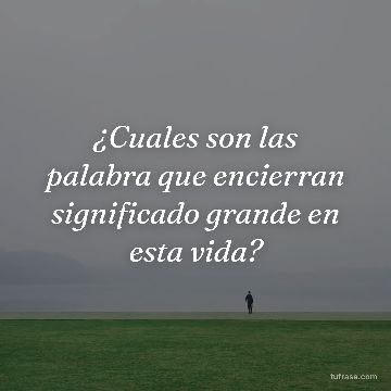 ¿Cuales son las palabra que encierran significado grande en esta vida?