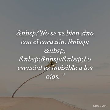  “No se ve bien sino con el corazón. Lo esencial es invisible a los ojos. ”