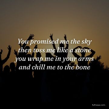 You promised me the sky then toss me like a stone you wrap me in your arms and chill me to the bone