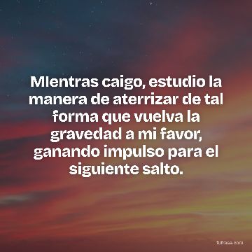 MIentras caigo, estudio la manera de aterrizar de tal forma que vuelva la gravedad a mi favor, ganando impulso para el siguiente salto.