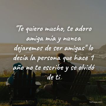 "Te quiero mucho, te adoro amiga mía y nunca dejaremos de ser amigas" lo decía la persona que hace 1 año no te escribe y se olvidó de ti