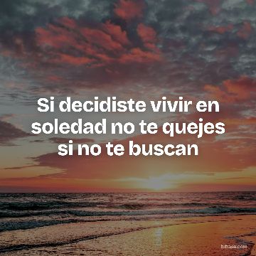 Si decidiste vivir en soledad no te quejes si no te buscan