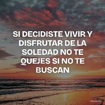SI DECIDISTE VIVIR Y DISFRUTAR DE LA SOLEDAD NO TE QUEJES SI NO TE BUSCAN