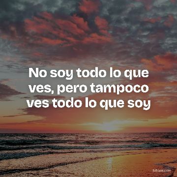 No soy todo lo que ves, pero tampoco ves todo lo que soy