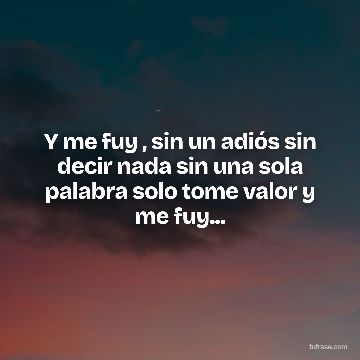 Y me fuy , sin un adiós sin decir nada sin una sola palabra solo tome valor y me fuy...