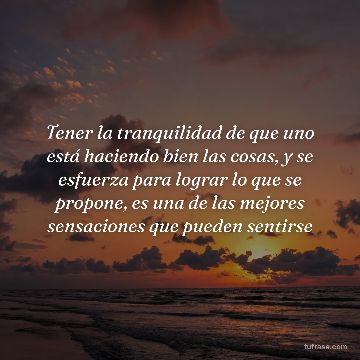 Tener la tranquilidad de que uno está haciendo bien las cosas, y se esfuerza para lograr lo que se propone, es una de las mejores sensaciones que pueden sentirse