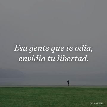 Esa gente que te odia, envidia tu libertad.