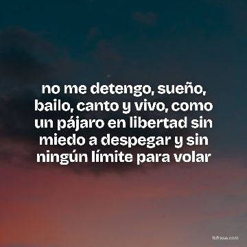 no me detengo, sueño, bailo, canto y vivo, como un pájaro en libertad sin miedo a despegar y sin ningún límite para volar