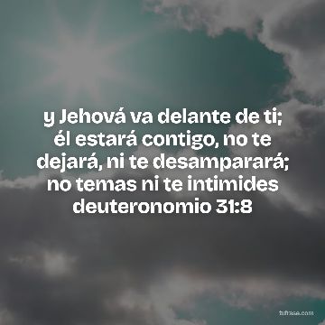 y Jehová va delante de ti; él estará contigo, no te dejará, ni te desamparará; no temas ni te intimides deuteronomio 31:8