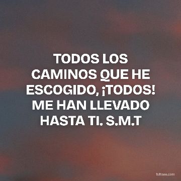 TODOS LOS CAMINOS QUE HE ESCOGIDO, ¡TODOS! ME HAN LLEVADO HASTA TI. S.M.T