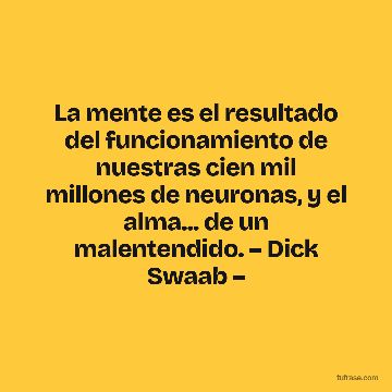 La mente es el resultado del funcionamiento de nuestras cien mil millones de neuronas, y el alma... de un malentendido. – Dick Swaab –