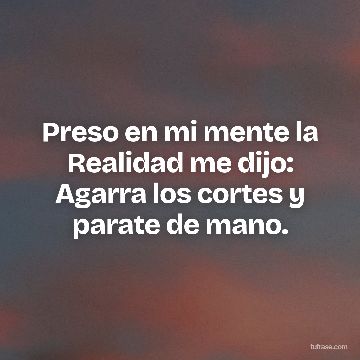 Preso en mi mente la Realidad me dijo: Agarra los cortes y parate de mano.