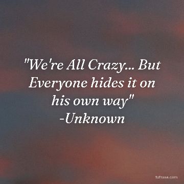 "We're All Crazy... But Everyone hides it on his own way" -Unknown