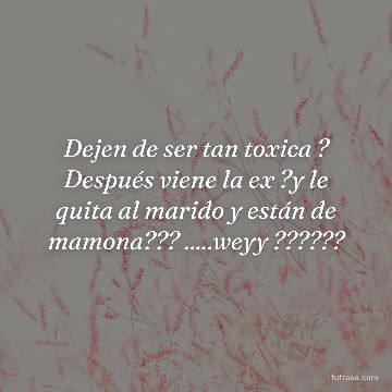 Dejen de ser tan toxica ? Después viene la ex ?y le quita al marido y están de mamona??? .....weyy ??????