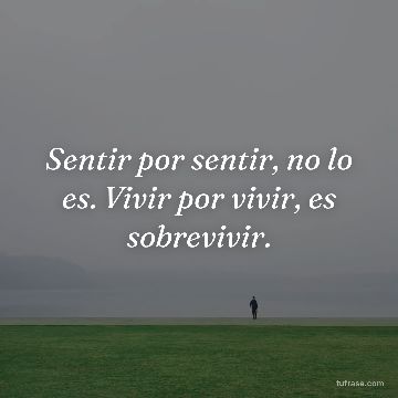 Sentir por sentir, no lo es. Vivir por vivir, es sobrevivir.