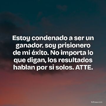 Estoy condenado a ser un ganador. soy prisionero de mi éxito. No importa lo que digan, los resultados hablan por si solos. ATTE.