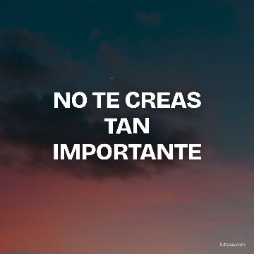 NO TE CREAS TAN IMPORTANTE
