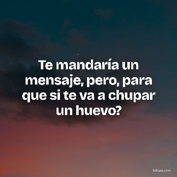 Te mandaría un mensaje, pero, para que si te va a chupar un huevo?