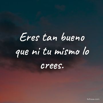 Eres tan bueno que ni tu mismo lo crees.