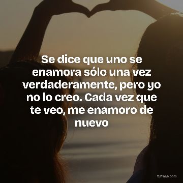 Se dice que uno se enamora sólo una vez verdaderamente, pero yo no lo creo. Cada vez que te veo, me enamoro de nuevo