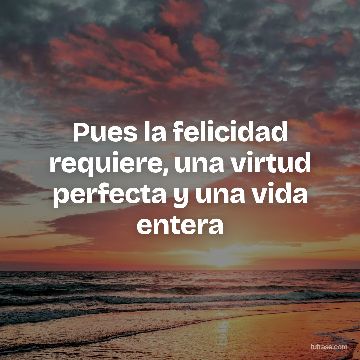Pues la felicidad requiere, una virtud perfecta y una vida entera