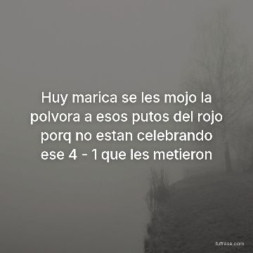 Huy marica se les mojo la polvora a esos putos del rojo porq no estan celebrando ese 4 - 1 que les metieron