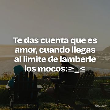 Te das cuenta que es amor, cuando llegas al limite de lamberle los mocos:≥_≤